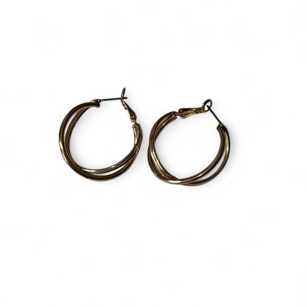 Gold Tone Double Hoop Earrings‎